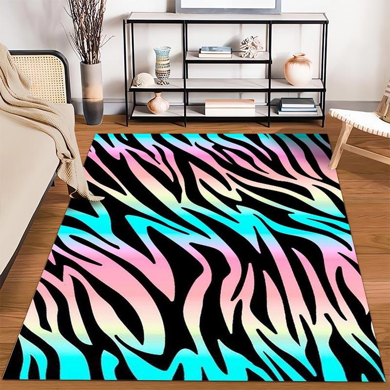 Colorful Zebra Print Gradient Carpet for Living Room or Bedroom Decor Suitable for use as an anti-slip for living room bedroom sofas