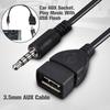 3.5mm Male Audio AUX Jack To USB 2.0 Type A Female 18cm Portable OTG Cable Adapter Convenient C E1A1