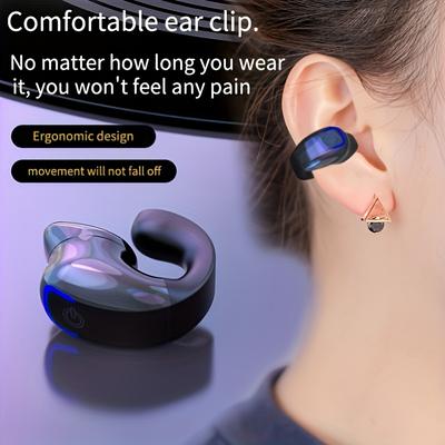 1 шт. Беспроводная Bluetooth-гарнитура с зажимом, гарнитура с костной проводимостью, наушники с открытым ухом без боли, для таких видов спорта, как бег и езда на велосипеде