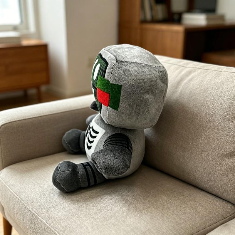 Phighting Kelder Skeleton TV Head Plush Doll Binary Code Screen Robot Stuffed Toy Game Character Soft Figure Gift Game Fans Collectible Decor Present