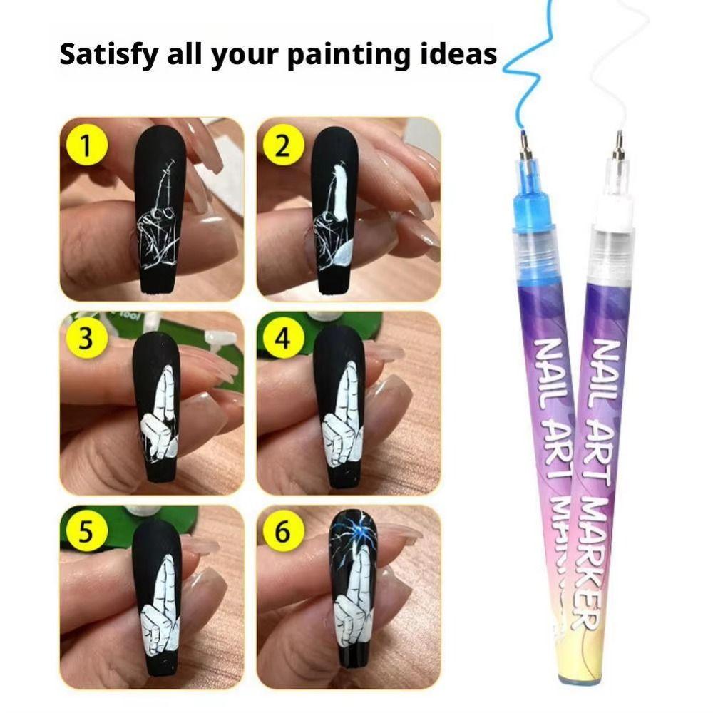 12 Colors DIY Nail Art Nail Marker Waterproof Nail Art Graffiti Pen Manicure Tool