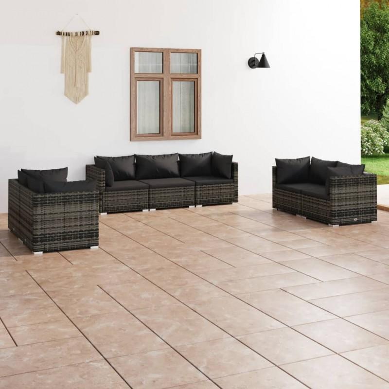 Day and Night - Day and Night Garden Furniture Set 7 Pieces and Gray Synthetic Rattan Cushions