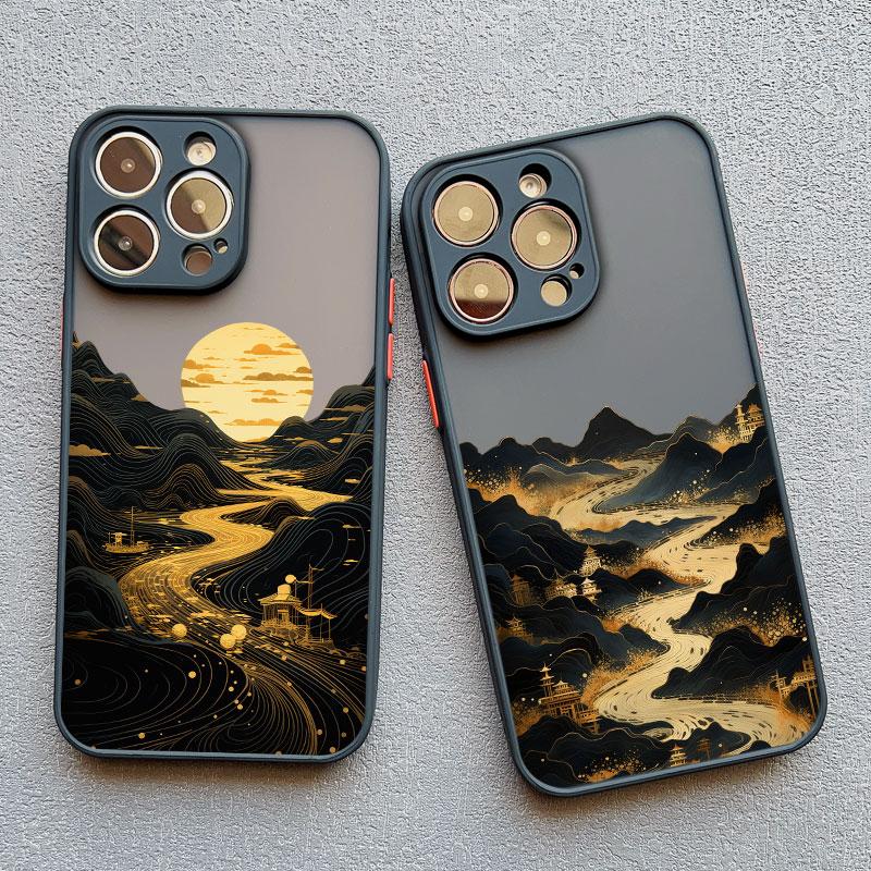 INS Горный речной пейзаж Закат Чехол для телефона Для iPhone 11 12 13 14 15 16 Pro Max Plus Mini XR X XS 7 8 Plus Ударопрочный чехол