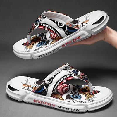 Летние аниме мультяшные домашние тапочки для молодежи и мужчин, уникальный дизайн, высокое качество, нескользящие уличные шлепанцы, сандалии с толстой подошвой и перемычкой для пальцев