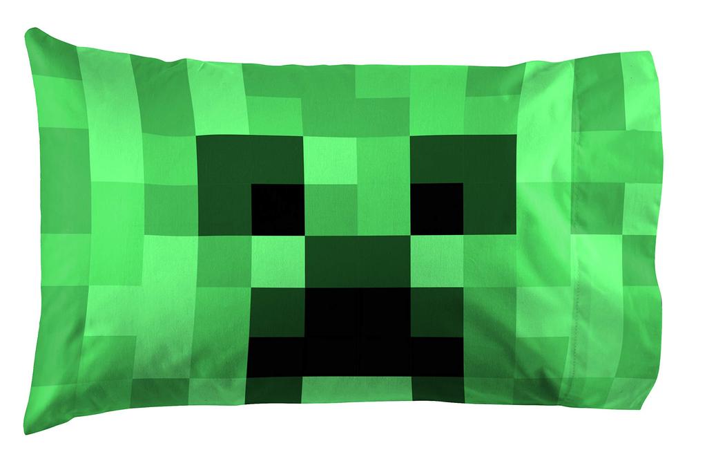 Jay Franco Minecraft Lone Creeper Pillowcase, 1 Pack, Double-Sided, Kids' Super Soft Bedding (Official Minecraft Product)
