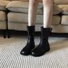 Shoes for Women High Quality Slip-on Women's Boots Fashion Belt Buckle Modern Boots Women New Round Toe Mid-Calf Boots