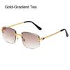 High Quality Cut Edge Rectangular Sunglasses Rimless Gradient Lens Shades  for Women & Men