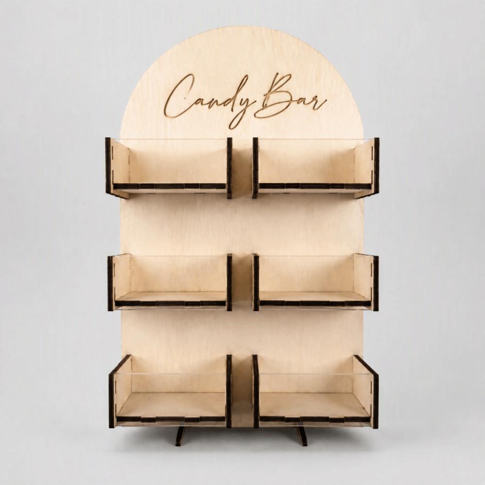 4/6Grids Candy Display Stand Wood Easy Install Candy Bar Stand Holder Detachable Desktop Rack Party Table Decoration Rack