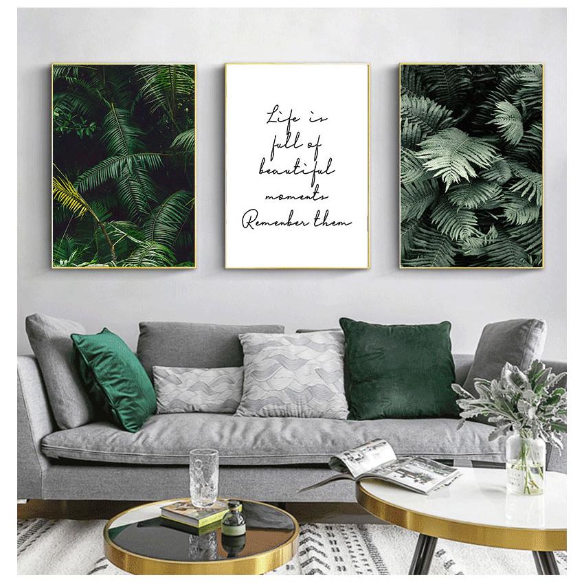 Настенная живопись, художественный постер, скандинавский ботанический принт, скандинавская картина для гостиной, домашний декор, зеленое растение, монстера, папоротник, холст