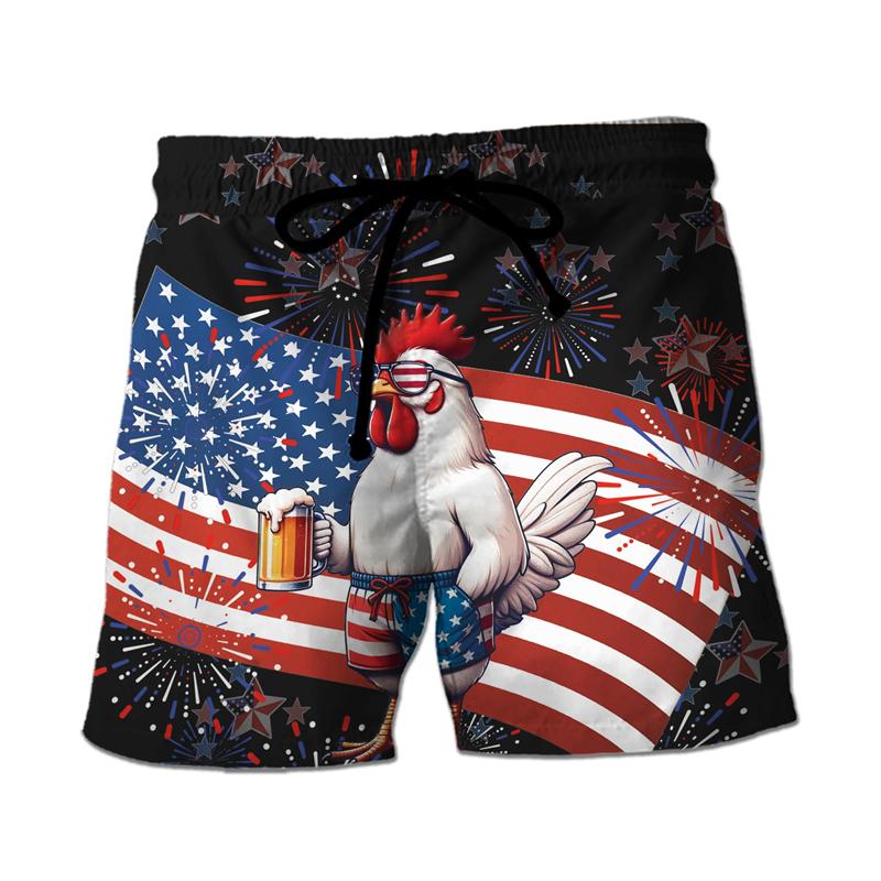 Смешные Бермуды с Графикой Курицы Гавайские Boardshorts Boardshorts с Петухом Мужские Брюки Мальчишеские Трусы Детские Пляжные Шорты Короткие Штаны