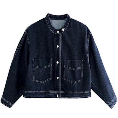 Джинсовая куртка с круглым вырезом для женщин, с длинным рукавом, одежда на весну и осень, новый топ с маленьким дизайном