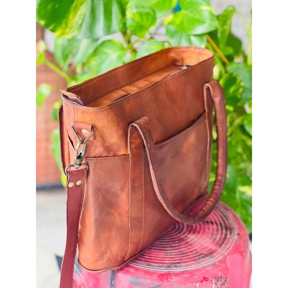 Женская сумка-тоут из натуральной надежной козьей кожи, ручной работы