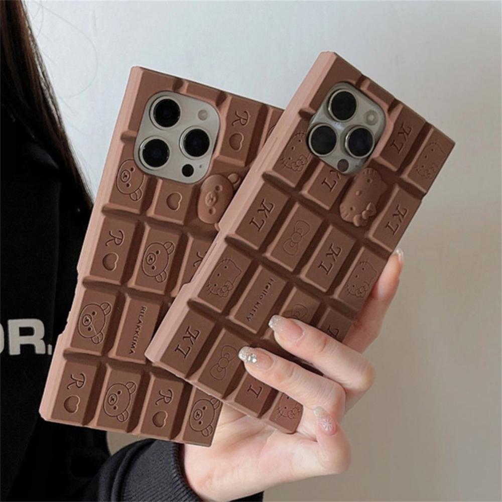 Шоколадный силиконовый чехол для телефона Miniso Hello Kitty для iPhone 16 15 13 12 14 11 Pro Max X XS Max XR мультяшный чехол с медведем Rilakkuma