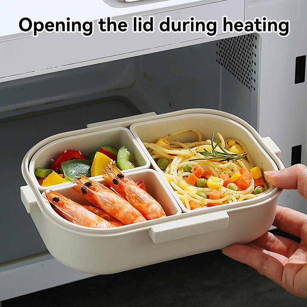 Портативный пластиковый ланч-бокс бенто с 3 съемными отделениями, герметичный, для микроволновой печи, контейнер для салата/еды для детей в школу