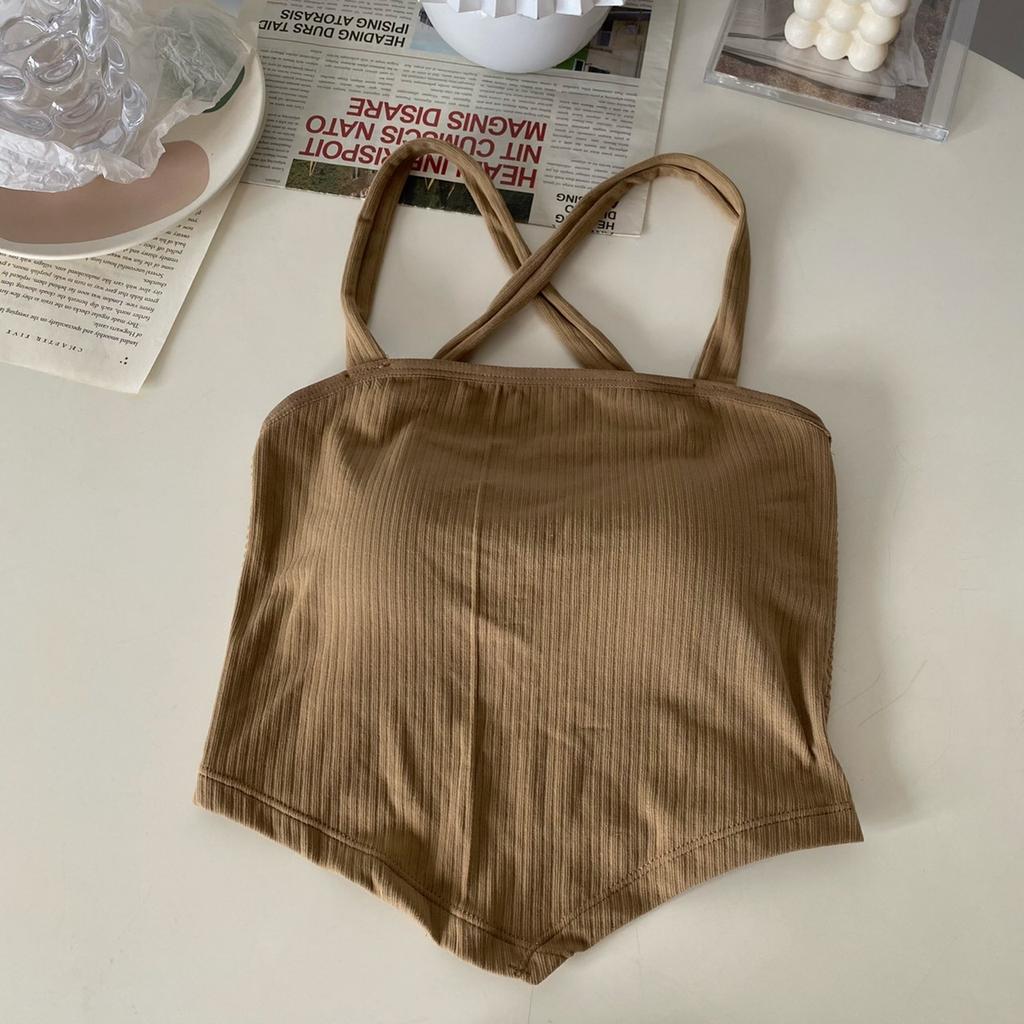 Новый дизайн Sense Niche Outside Wearing Unique Chic Spice Girl с безрукавным крестом Beautiful Back Halter Vest для женщин