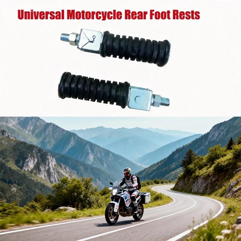 10mm Universal Motorcycle Racing Footpegs Rear Pillion Passenger Footrests Pedal Rests for Rider Comfort Durable Aluminum