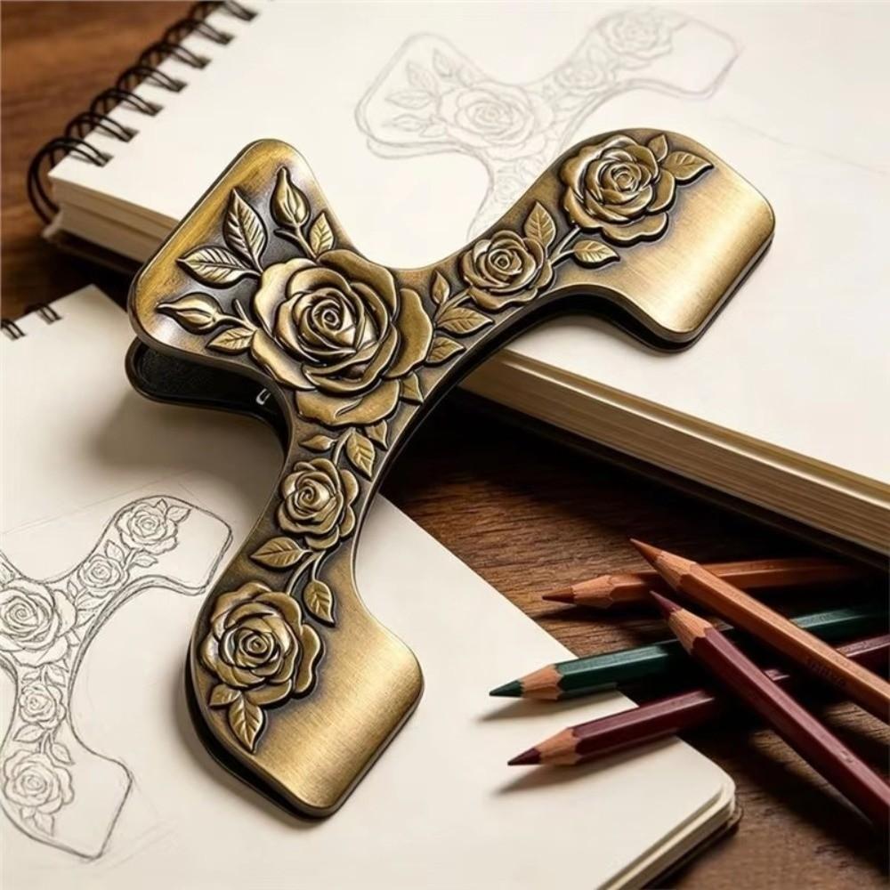 Vintage Carved Metal Book Clips Exquisite Embossed Piano Sheet Music Folder Journal Enthusiasts