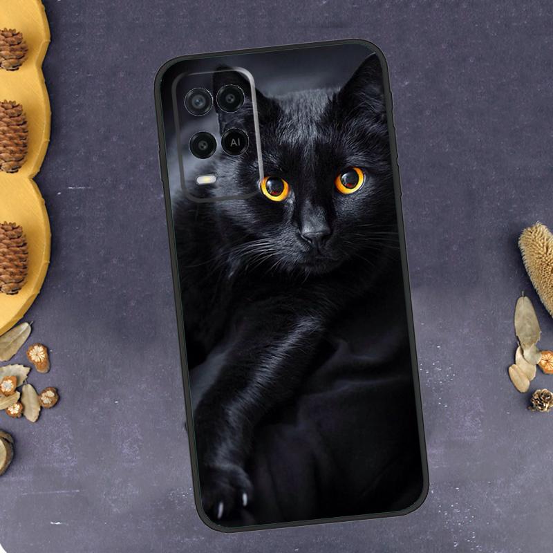 Black Cat Staring Eye Phone Case For Oppo A78 A38 A58 A74 A15 A80 A60 A40 A94 A54 A98 A18 A16 A76 A96 A17 A77 A57S
