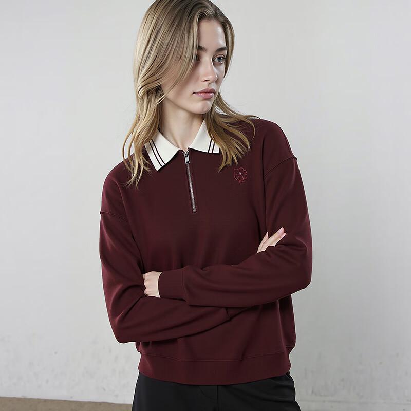 Women's Fleece-Lined Color-block Polo Sweatshirt