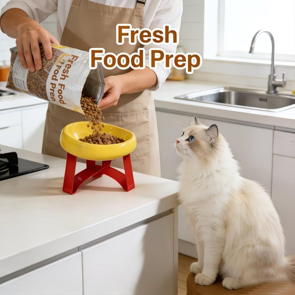 Anti-spill Elevated Cat Bowl Large Diameter High Foot Bowl Fashion Pet Food Bowl Indoor Use