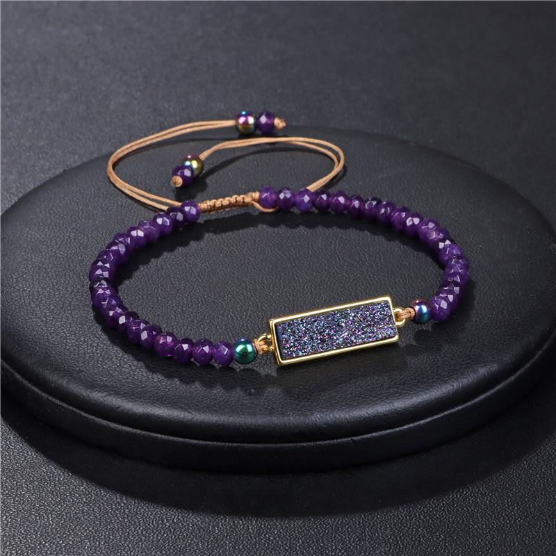 Ladies Bracelet Natural Stone Wheel Beads Friends Gift Crystal Cluster Adjustable Woven Starry Sky Moon And Heart Bracelet