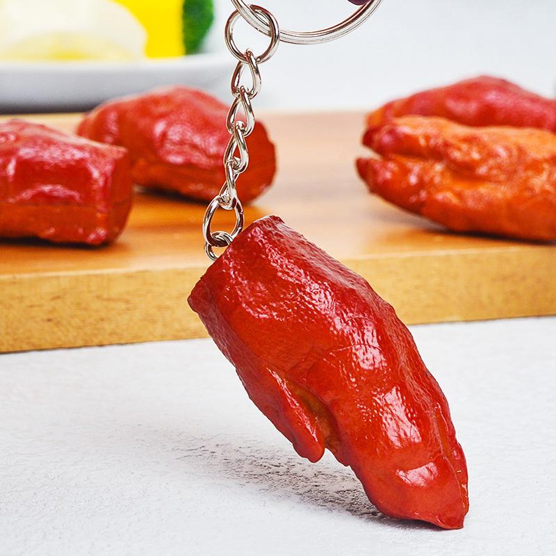 Funny Pvc Pork Belly Chicken Wings Roast Chicken Bag Pendant Hanging Jewelry Key Ring Creative Simulation Food Charms
