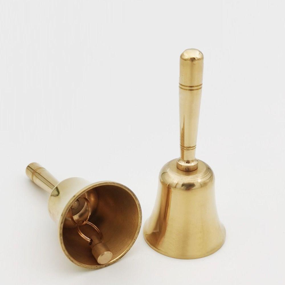 Extra Loud Pure Copper Hand Bell Vintage Manual Operation Solid Brass Call Bell Easy To Hold Portable Hand Cranked Bell