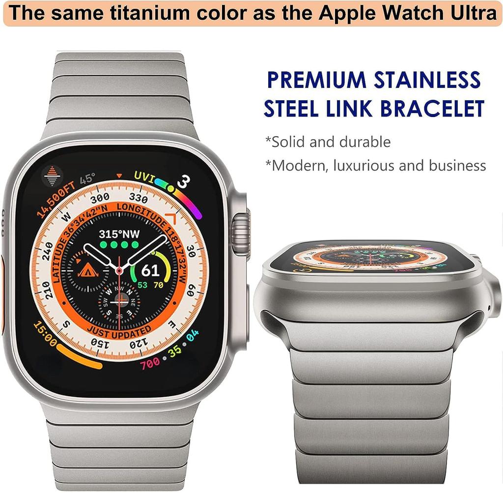 Ultra 2 1 Цвет титана Для Apple Watch Ultra 49 мм 45 мм 44 мм 42 мм Роскошный браслет iWatch 46 мм 41 мм 8 9 10 Ремешок из нержавеющей стали