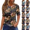Женская плиссированная футболка с круглым вырезом и цветочным принтом, короткий рукав, топ с разрезом по низу