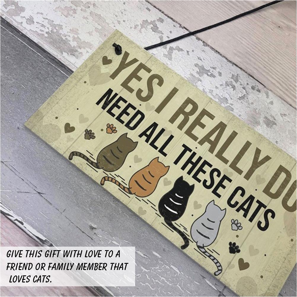 Wooden Funny Door Hanging Bedroom Christmas Cats Sign Pet Lover Hanging Plaques Friendship Sign