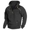 Men's Hooded Solid Color Sweater, European And American Youth Sports Multi Pocket Patch Leather Sweater Jacket