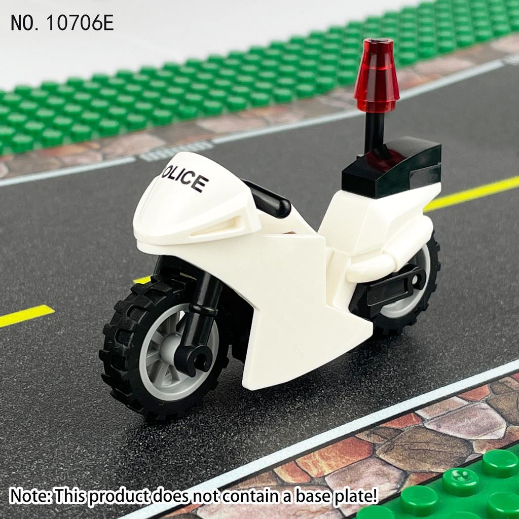 10706E White Motorcycle Police Cars Patrol On Guard for Children Building Toy Blocks