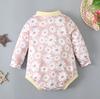 Комбинезон с длинными рукавами и цветочным принтом для новорожденных девочек, комбинезон, одежда для детей 0–24 месяцев
