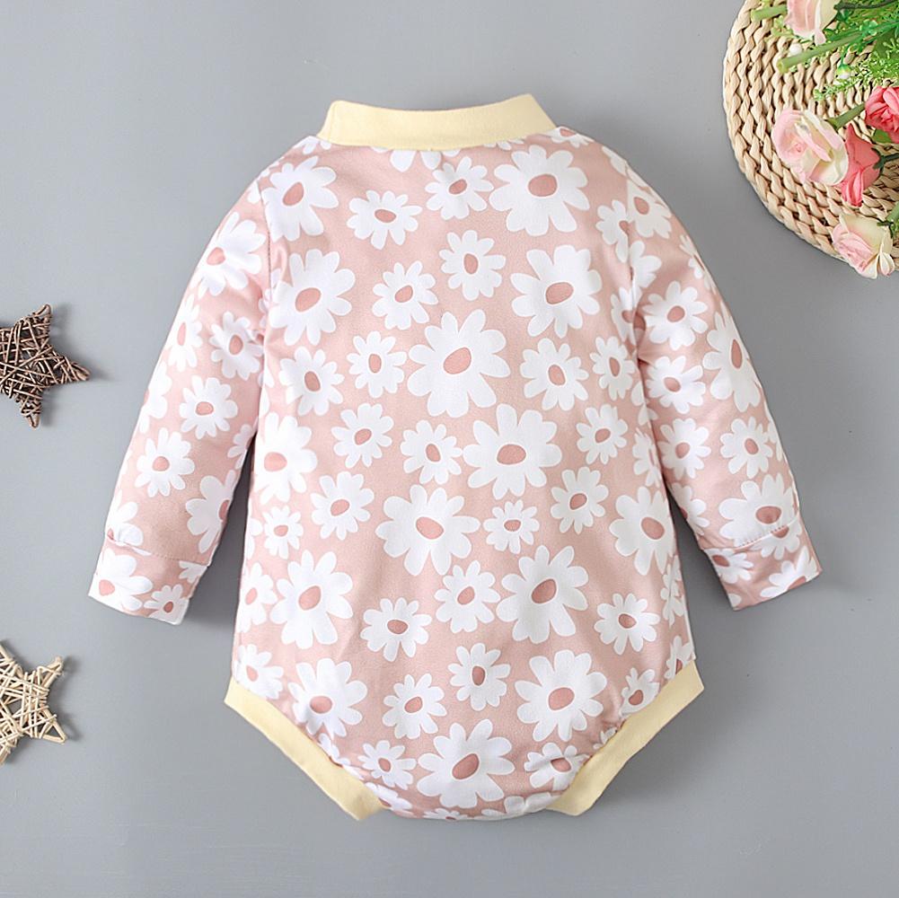 Комбинезон с длинными рукавами и цветочным принтом для новорожденных девочек, комбинезон, одежда для детей 0–24 месяцев