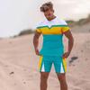 Summer Men Beach T Shirt Tracksuit 2 Piece Sets 3D Print All-Match Sports Short Sleeve Round Neck Casual Style Clothing 6XL