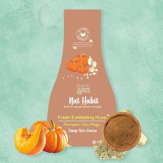 Скраб для лица Nat Habit, тыквенная глина, отшелушивающее средство Mura для глубокой детоксикации кожи от пыли, дыма, металлов и токсинов (Упаковка 3 х 25 г)