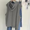 Женская полосатая толстовка без рукавов с капюшоном, новая американская свободная многослойная толстовка-жилет на весну и осень