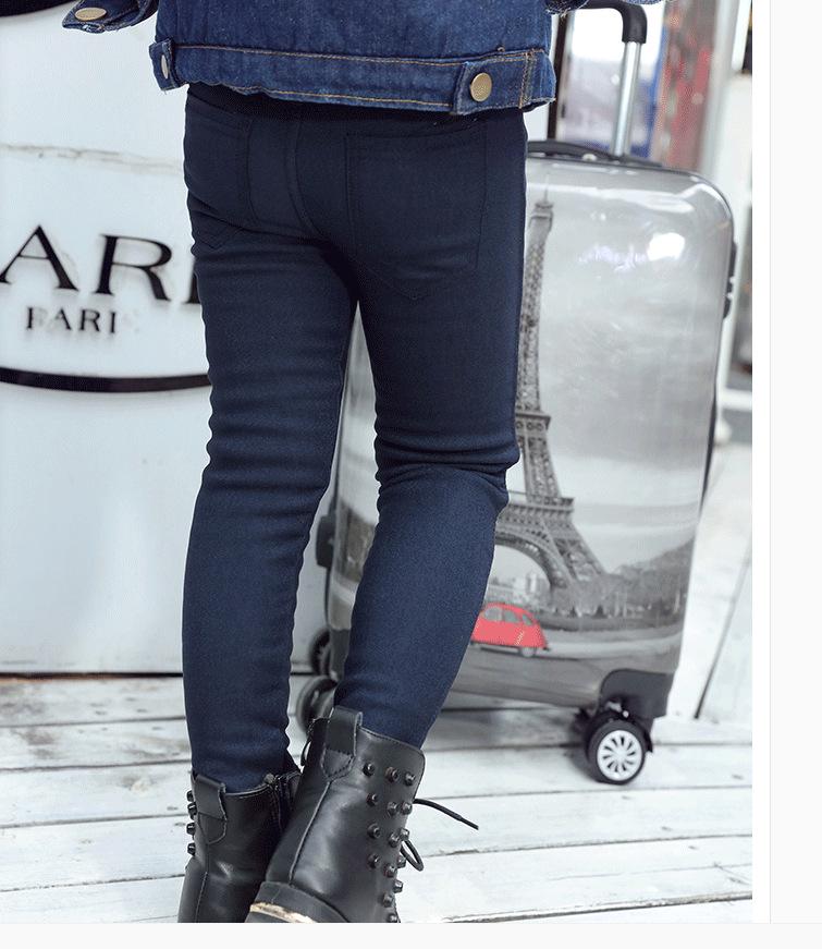 Girls' Slim Fit Elastic Leggings - Imitation Jeans