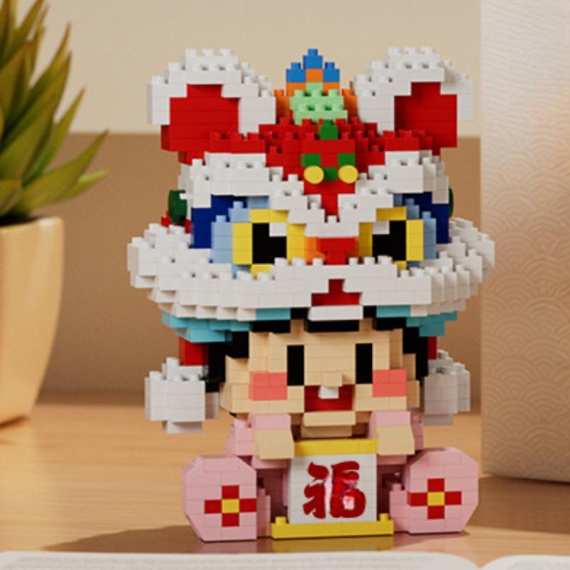 Просыпайся, лев, дракон, год, новогодний подарок, строительные блоки, детские развивающие головоломки, новогодние игрушки, строительные блоки