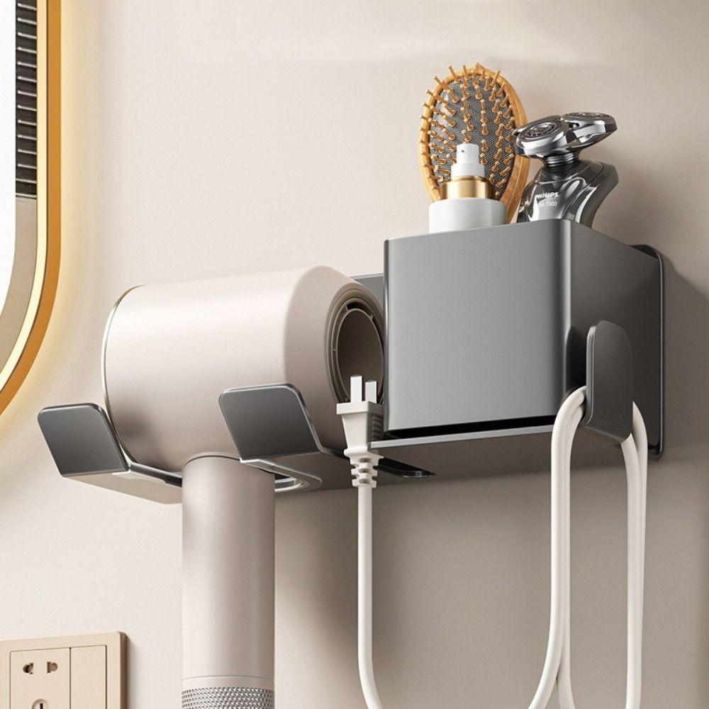 Wall Mounted Hair Dryer Holder Carbon Steel Toilet Paper Holder Practical Tissue Rack Toilet