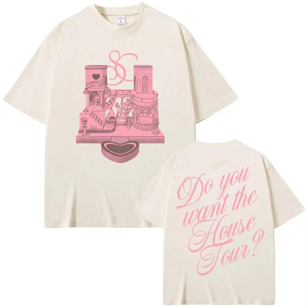 Новая футболка Сабрины Карпентер для домашнего визита Высококачественная мужская и женская футболка Свободный крой Повседневная Уличная одежда для пары Футболка