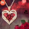 Hi Fashion Exquisite Love Rose Flower Necklace Gold Ladies Heart Pendant Necklace Elegant Valentine's Day Party Jewelry Wedding Anniversary Gift