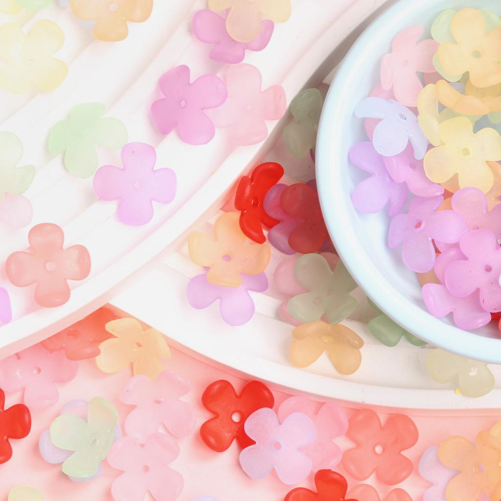 Unisex Fashion Frosted Beads 200pcs Bracelet Necklace Floret Receptacle Fashion Warm Color Handmade Acrylic DIY Jewelry Accessories Materials 15mm