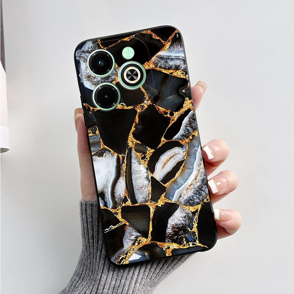 Чехол для Infinix Hot 40i Hot40i Модный Мраморный Черный Силиконовый Мягкий Чехол для Телефона Для Infinix Hot 40i 40 i X6528B Задняя Крышка Fundas