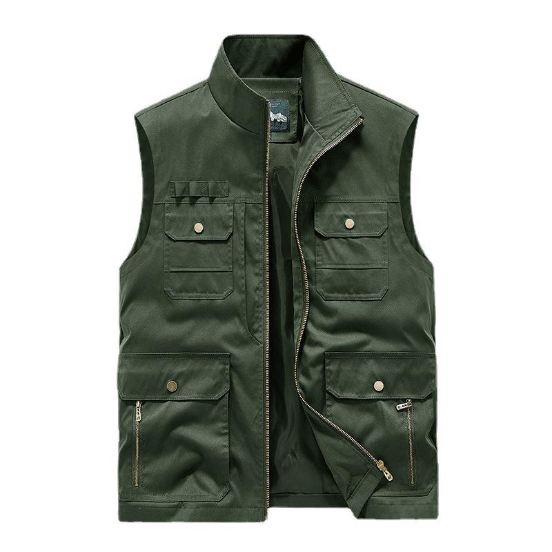 Spring And Autumn Tooling Vest Men'S MultiPocket Vest Outdoor Fishing Photography Men'S Vest Vest MiddleAged Jacket