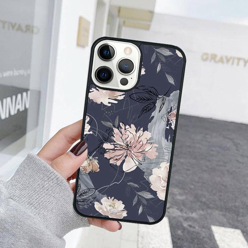 Retro Flower Leaves Graffiti Phone Case For iPhone 17 Air 15 16 Cover  11 13 14 Pro Max 12 Plus Max Fundas