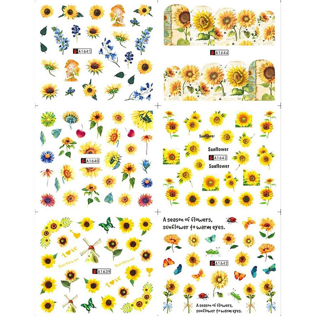 Наклейки для ногтей с водной трансформацией, наклейки для ногтей с подсолнухом и ромашкой, наклейки для ногтей, украшения для ногтей, маникюр