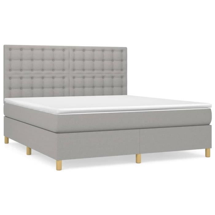 VidaXL Divan Bed with Mattress Light Grey 180x200cm Fabric - Model 3142673