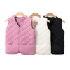 Women's Slim Wool Quilted Diamond Vest, Light and Warm for Autumn/Winter (White)