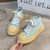 Canvas Shoes Female Student Lace-Up High-Top Cloth Shoes Casual Board Shoes Trendy Little White Shoes